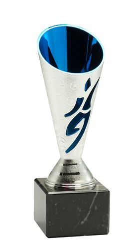 Fußball Mini-Pokal silber-blau 309